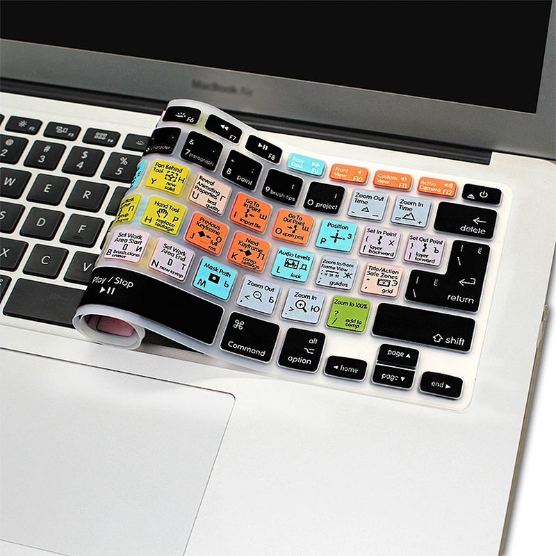 OEM Factory China shortcuts keyboard skin After Effects Functional Russian Silicone Key Cover For macbook pro 15 inch keyboard