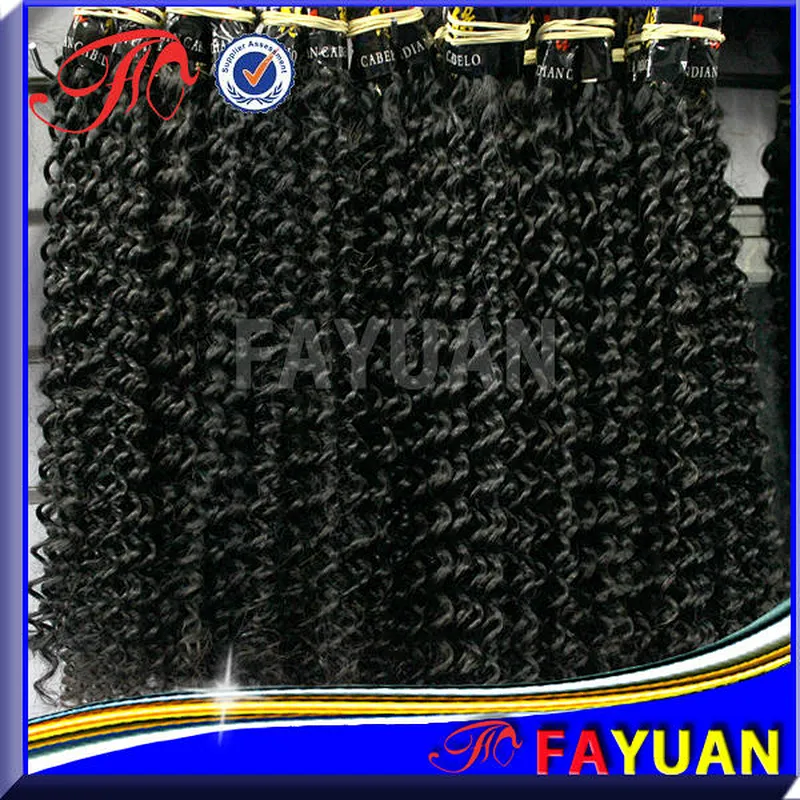 Beautiful style top grade unprocessed tight curly hair extensions