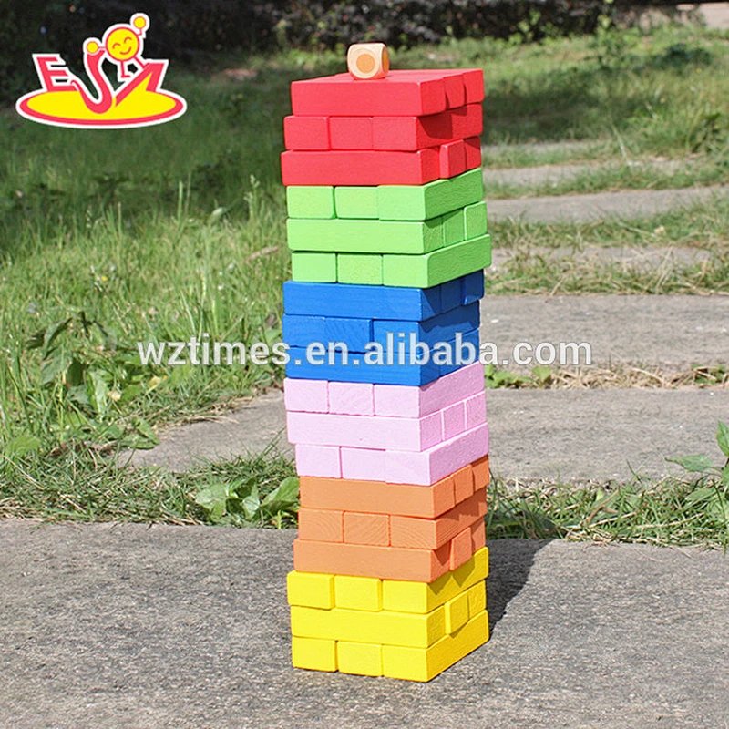 Großhandel bunte 55 stücke kinder holzziegelsteine ​​spielzeug lustige baby holzziegelsteine ​​spielzeug beste kleinkind blöcke puzzle W13D133