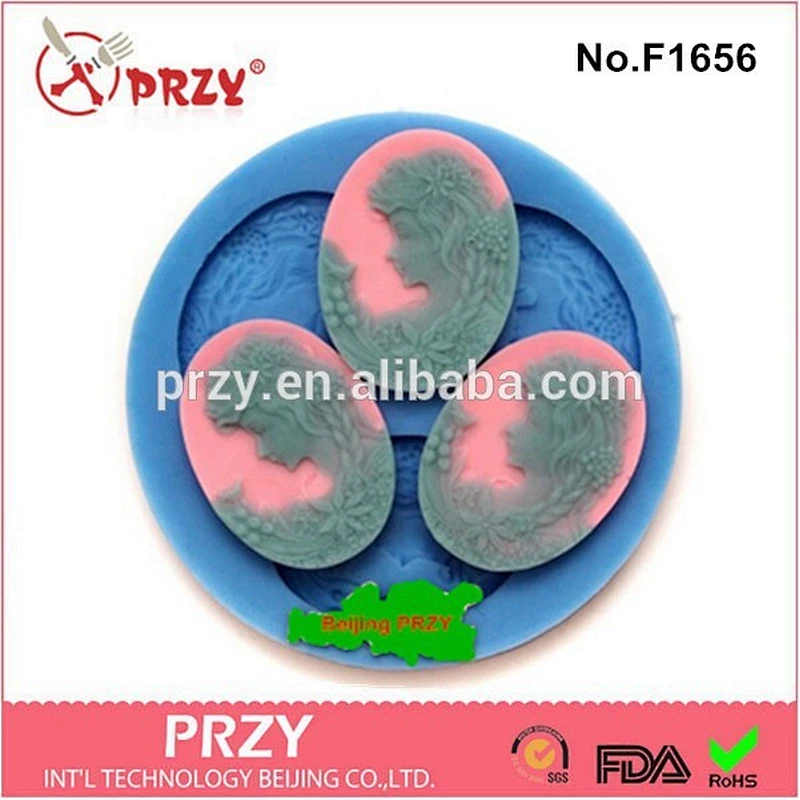 2015 hotsale lady face high quality silicone fondant mold