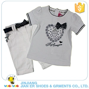 Most popular simple style summer kids girl 2 piece clothes set