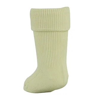 100% Full Colored Cotton Children Baby Knee High Turn Over Socks