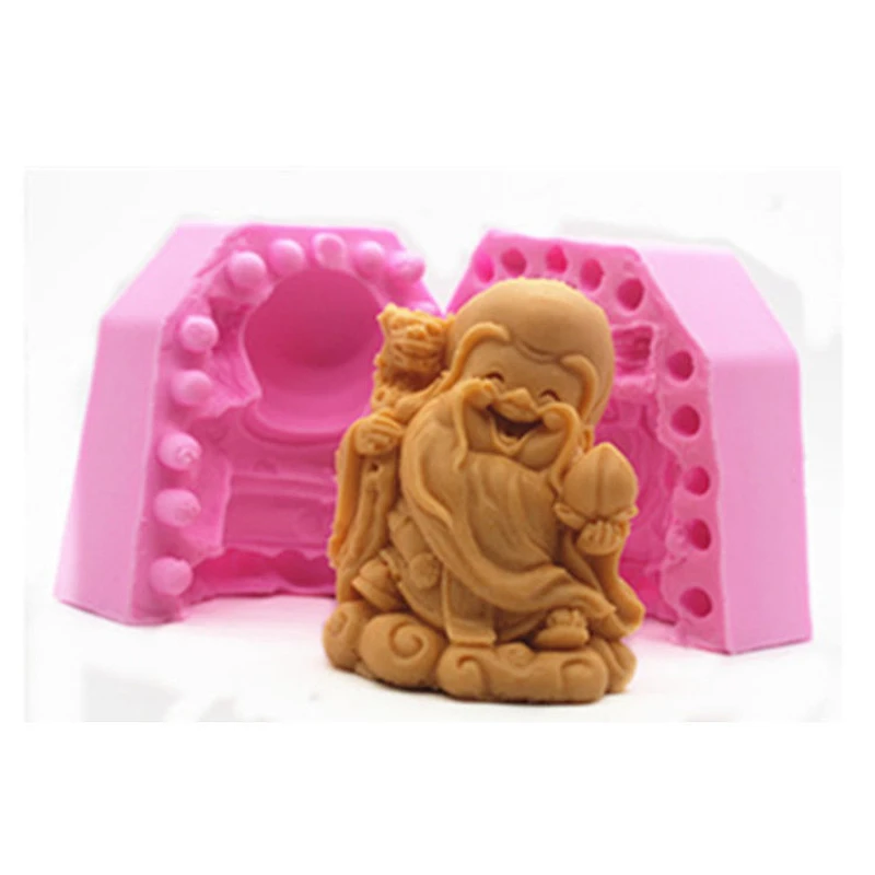3D Laughing Buddha monk Candle Silicone molds 3D Buddha soap making mold