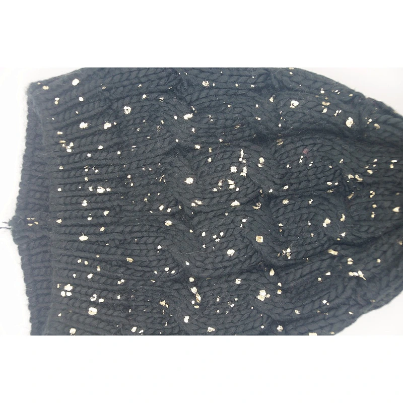 Unisex warm soft stretch cable knit beanie cap hat with blings