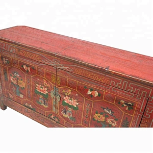 wholesale chinese antique lacquered reproductionwooden lobby sideboard mongolian living room furniture