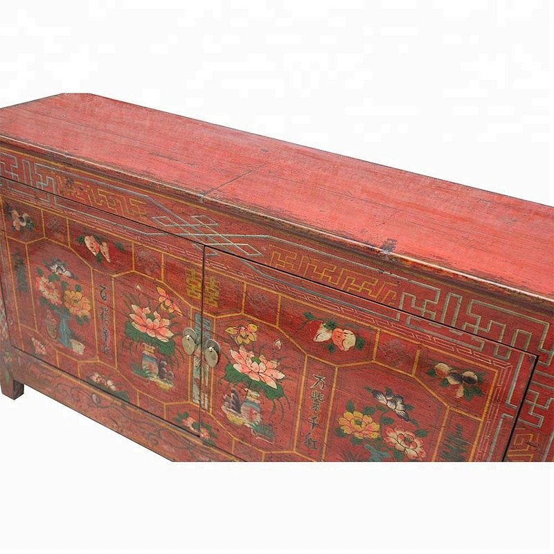 wholesale chinese antique lacquered reproductionwooden lobby sideboard mongolian living room furniture