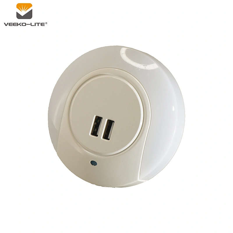 WALL PLUG 6PCS LED LIGHT 2 USB CHARGER OUTLET PORT SMARTPHONE WALL SOCKET SENSOR NIGHT LIGHT