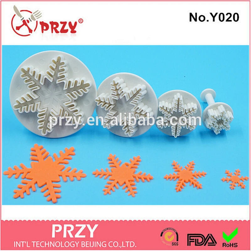 Eco-friendly Y020 plastic snowflake fondant mold
