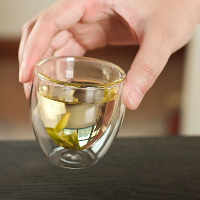 Double-deck clear glass tea cup beer cup 3oz for ice water