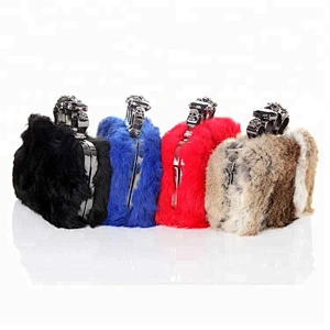 Wholesale coloful rabbit/cony hair clutch bag in evening bag for bridal party
