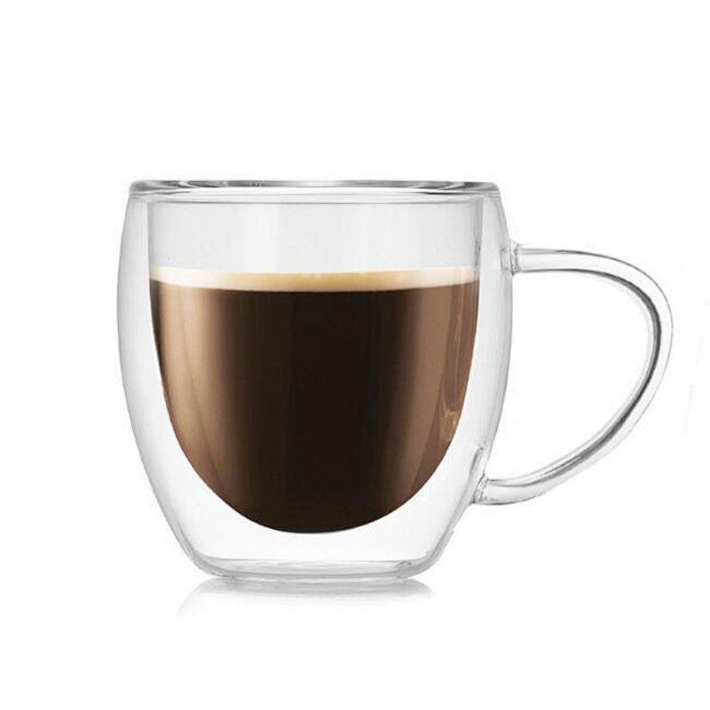2018 Creative Style 250 ML Double Glass Cup Transparency Coffee Mug With Customized Logo