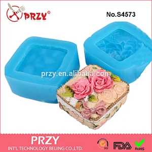 S4573 Rose Square Box silicone soap mold silicone plaster mold food grade silicone rubber material