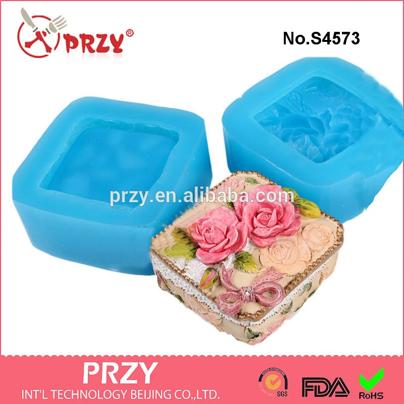 S4573 Rose Square Box silicone soap mold silicone plaster mold food grade silicone rubber material