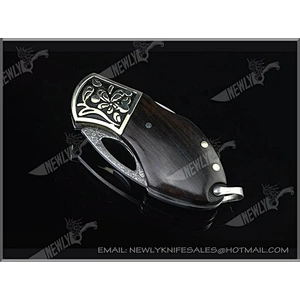 Damascus Steel Collection Folding Pocket Knife With Ebony Handle