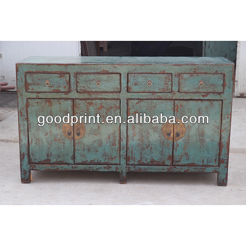 Wooden cabinet antique furniture 4 drawer 4 door cabinet