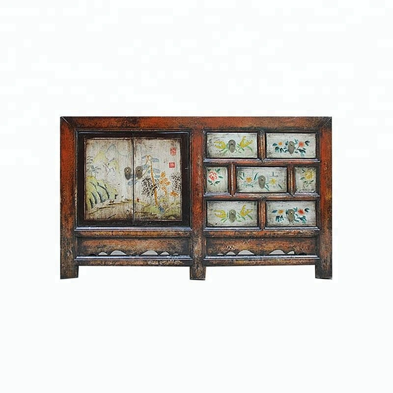 beijing chinese antique reproduction distressed painted storage furniture