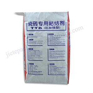 Customized multi-layer kraft paper block bottom stand up cement packaging bag 20kg for sale