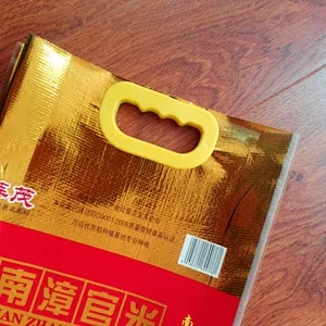 Foil laminated pouch pp woven rice bag with plastic carry handle