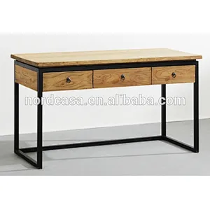 Antique Industrial Iron Natural Console Table