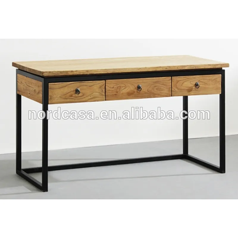 Antique Industrial Iron Natural Console Table