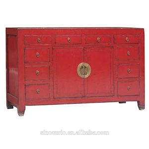 Chinese antique furniture wood hand painted Shanxi side cabinet