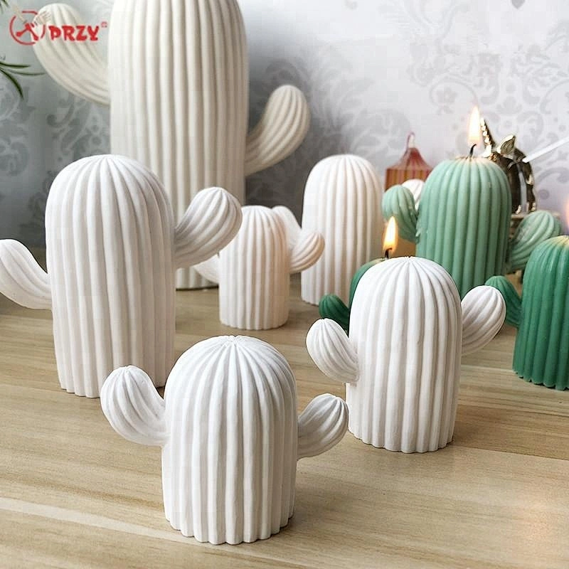 Big Succulent cactus Candle forms simulator 3D small Cactus aroma stone crafts mold planter soap Moulds