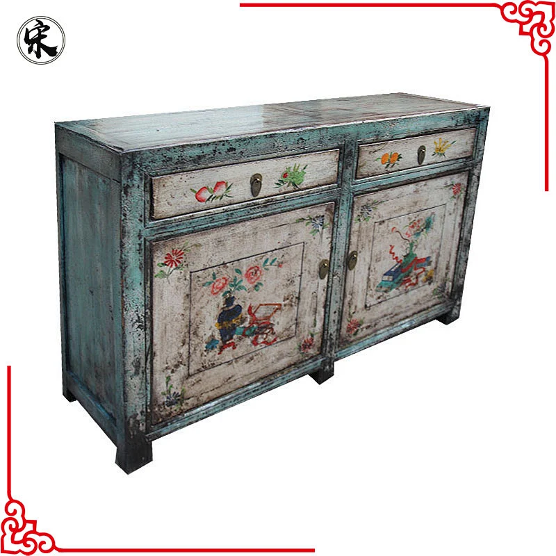 oriental distressed painted furniture for stores use