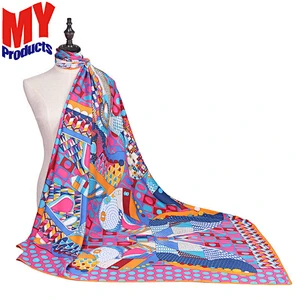 Country Flag Scarf Winter Warm Shawls Merino Wool 100% Square Silk Scarf