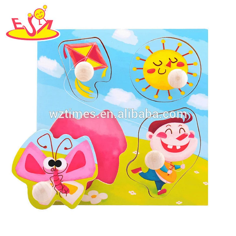 Wholesale early education toy animal theme wooden peg puzzle for 2 year olds baby W14M142