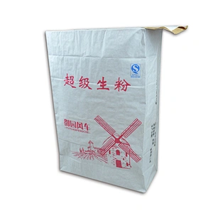 kraft paper flour bag with valve port for potato starch, corn wheat flour 25kg