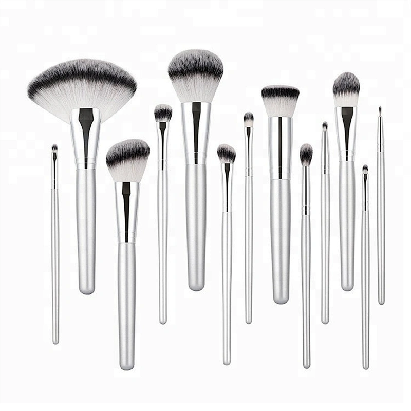 Custom Logo Good Quality 13pcs Nylon Blending Cosmetic Compact Makeup Brush Set Wholesale