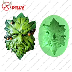 PRZY 3D Leaves soap Mold silicone man Face shaped green leaf Silicone soap molds