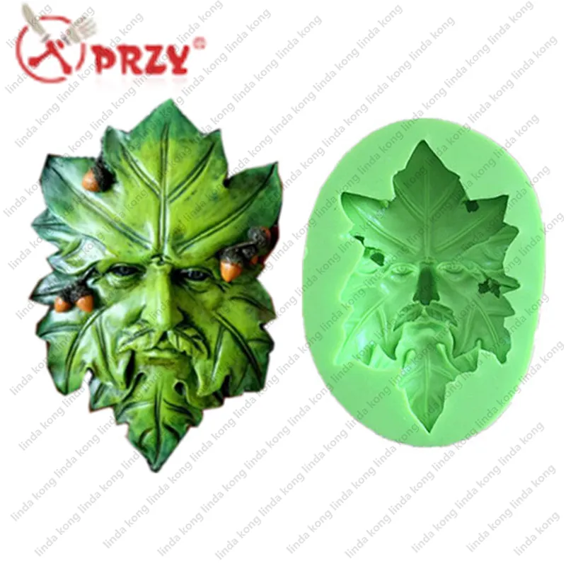 PRZY 3D Leaves soap Mold silicone man Face shaped green leaf Silicone soap molds