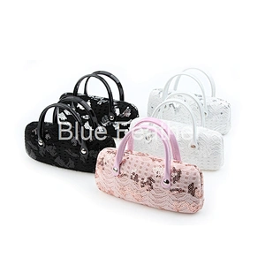Glitter PU leather eyewear optical glasses case sunglass case with handle