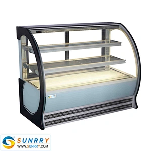 Commercial Glass Door 3 Shelves Glass Cake Showcase and Cake Display Freezer