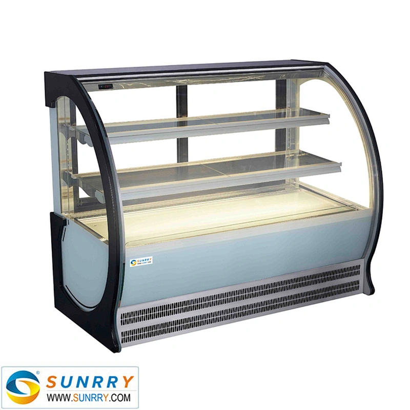 Commercial Glass Door 3 Shelves Glass Cake Showcase and Cake Display Freezer