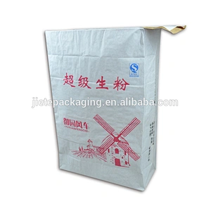 kraft paper bag for flour, potato starch packing with valve port