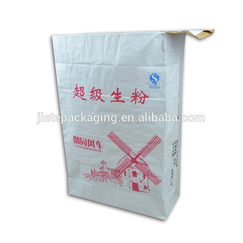 kraft paper bag for flour, potato starch packing with valve port