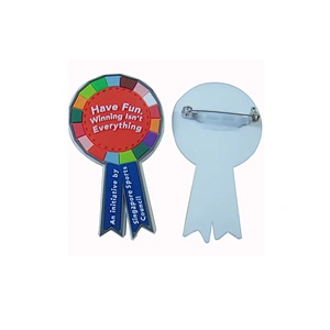 OEM Ribbon badge/fabric ribbon badges/wedding badge for promotion gift