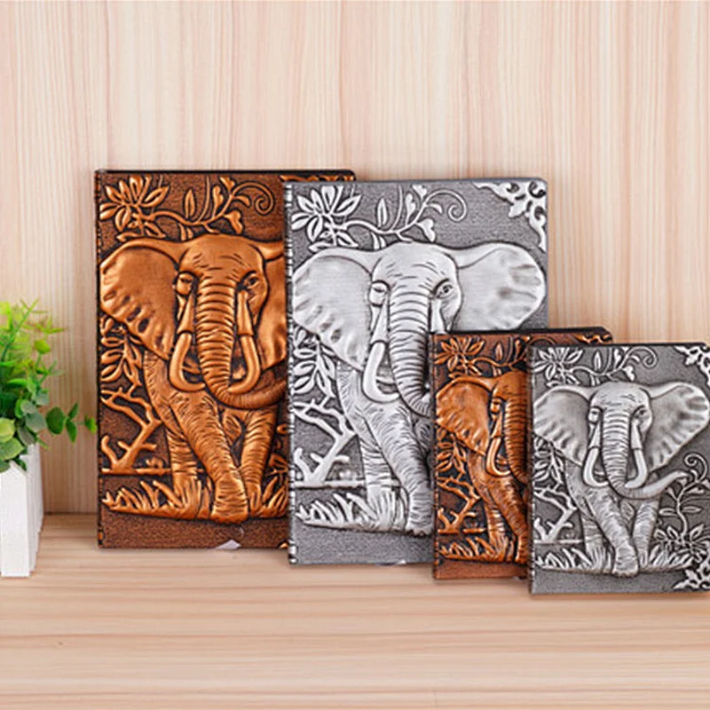 Custom Leather Relief Animal Pattern Notebook Writing Notebook Vintage European Style Diary