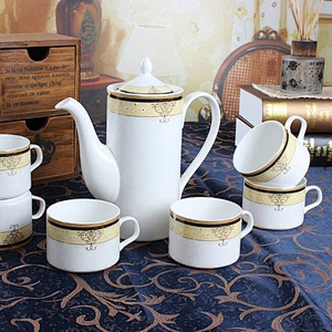 15 pcs European Style Coffee Cup Set Wholesale in-stock Ceramic Coffee Pot Set Home Gift Luxury Coffee Kettle Set