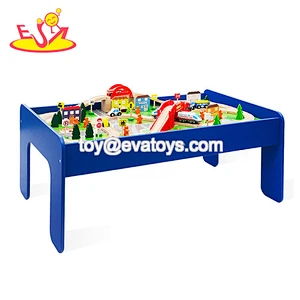 Customize educational 60PCS railway wooden toy train set table for kids W04C175C