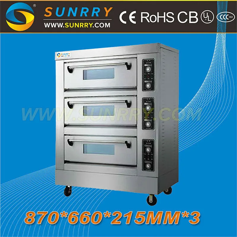 Front Stainless Steel oven pizza 3 Decks 3 Trays fast pizza oven For CE (SY-PV36H SUNRRY)