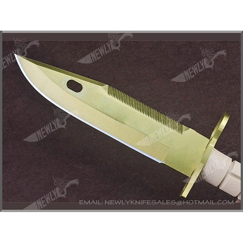 China Army Knife Titanium Blade Military Combat Knife With K Sheath