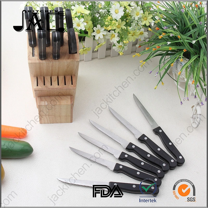 13-Piece POM Handle Stainless Steel Knife Set Kitchen with Wooden Block