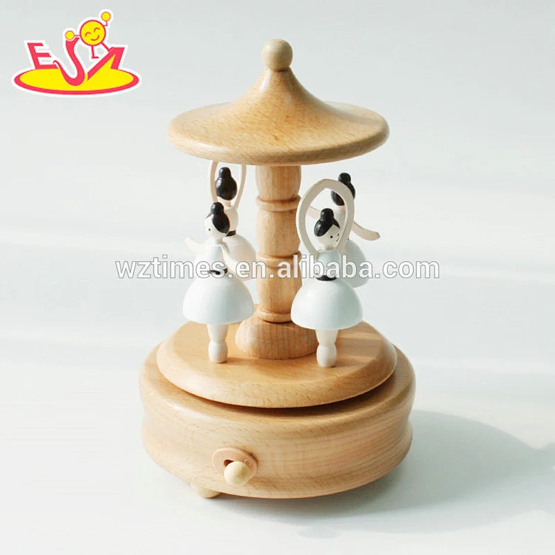 Wholesale high quality girls toys wooden dancing music box handmade W07B056