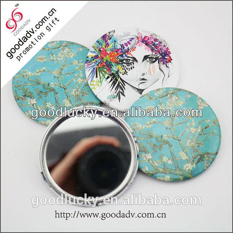 58 70 75MM mini pocket round tin mirror