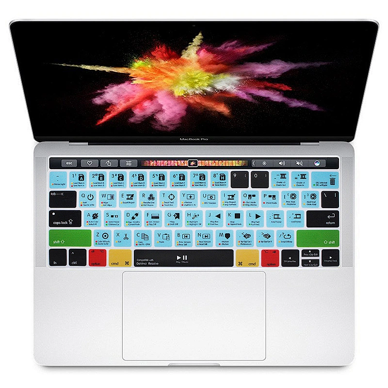 Ali baba Online Shopping Soft davinci Resolve Shortcuts Silicone Keyboard Cover for macbook pro skin For macbook pro touch bar