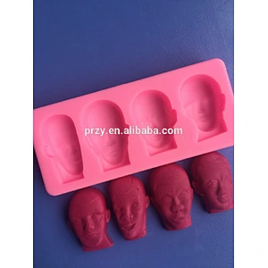 F2504 Mini man face shape silicone art craft molds fondant, factory silicone molds for sale