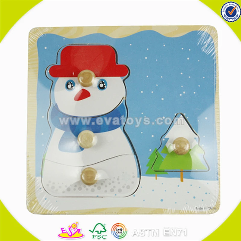 Wholesale top wooden kids snowman jigsaw toy great wooden baby snowman jigsaw toy best gift children puzzle W14A069